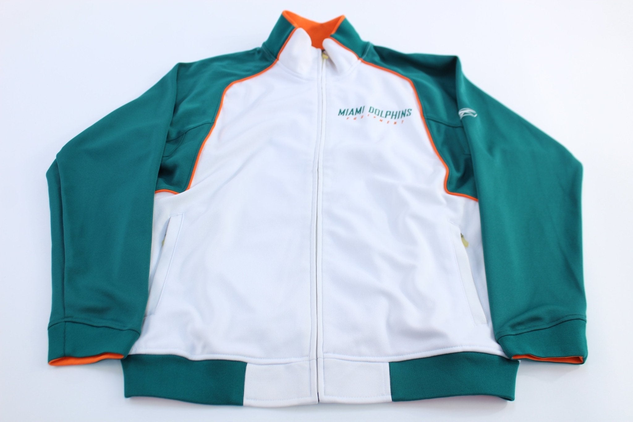 Miami Dolphins Equipment Embroidered Reebok Track Jacket - Jackets - Thrifted Threads