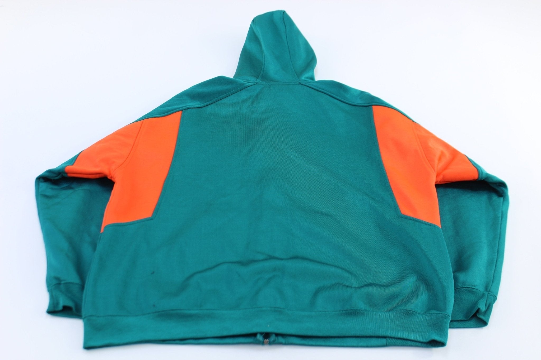 Miami Dolphins Football Embroidered Reebok Full Zip Hoodie - Jackets - Thrifted Threads