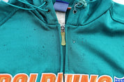Miami Dolphins Football Embroidered Reebok Full Zip Hoodie - Jackets - Thrifted Threads