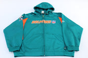 Miami Dolphins Football Embroidered Reebok Full Zip Hoodie - Jackets - Thrifted Threads