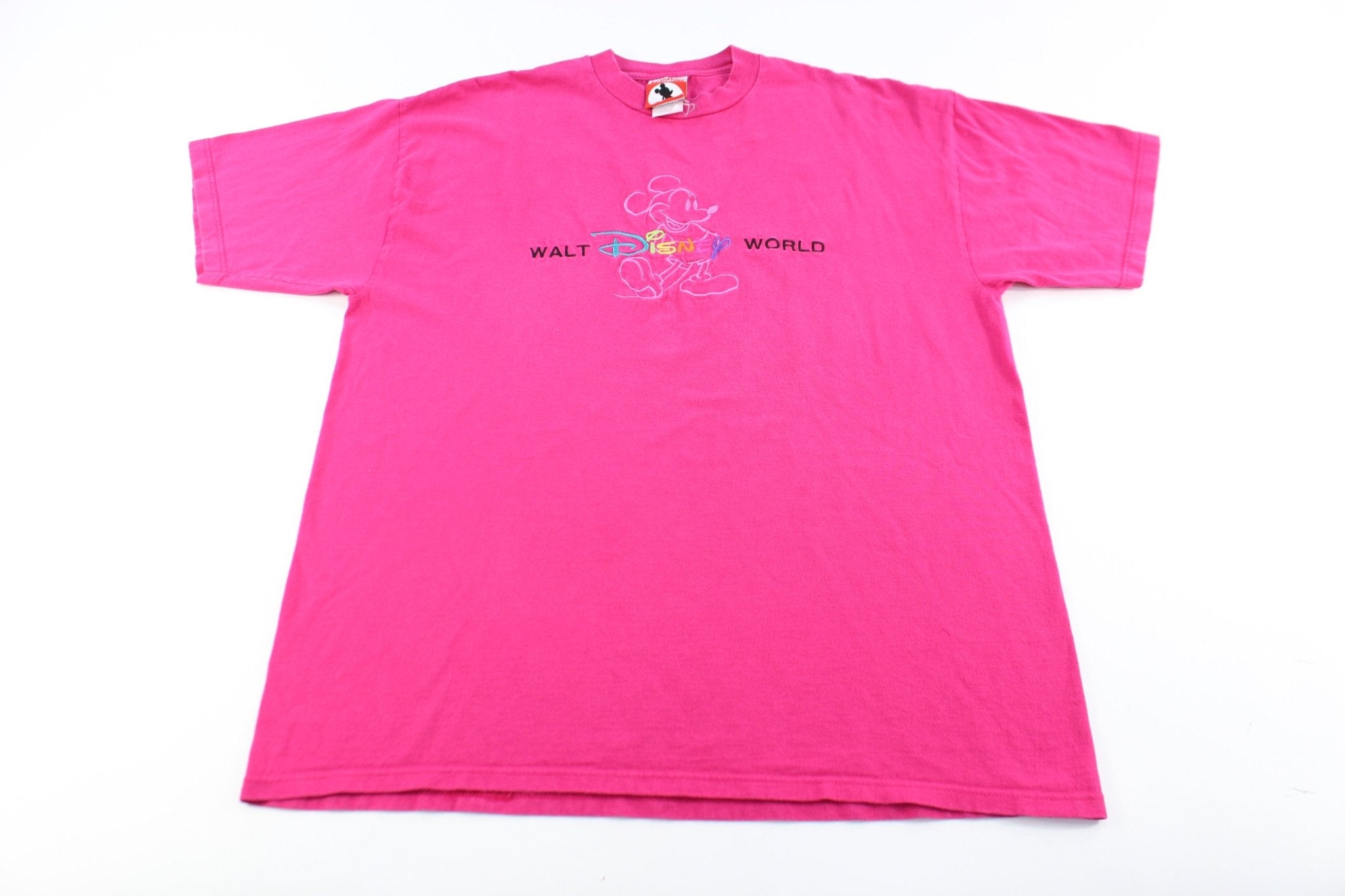 Mickey Inc Embroidered Walt Disney World Pink T-Shirt - ThriftedThreads.com