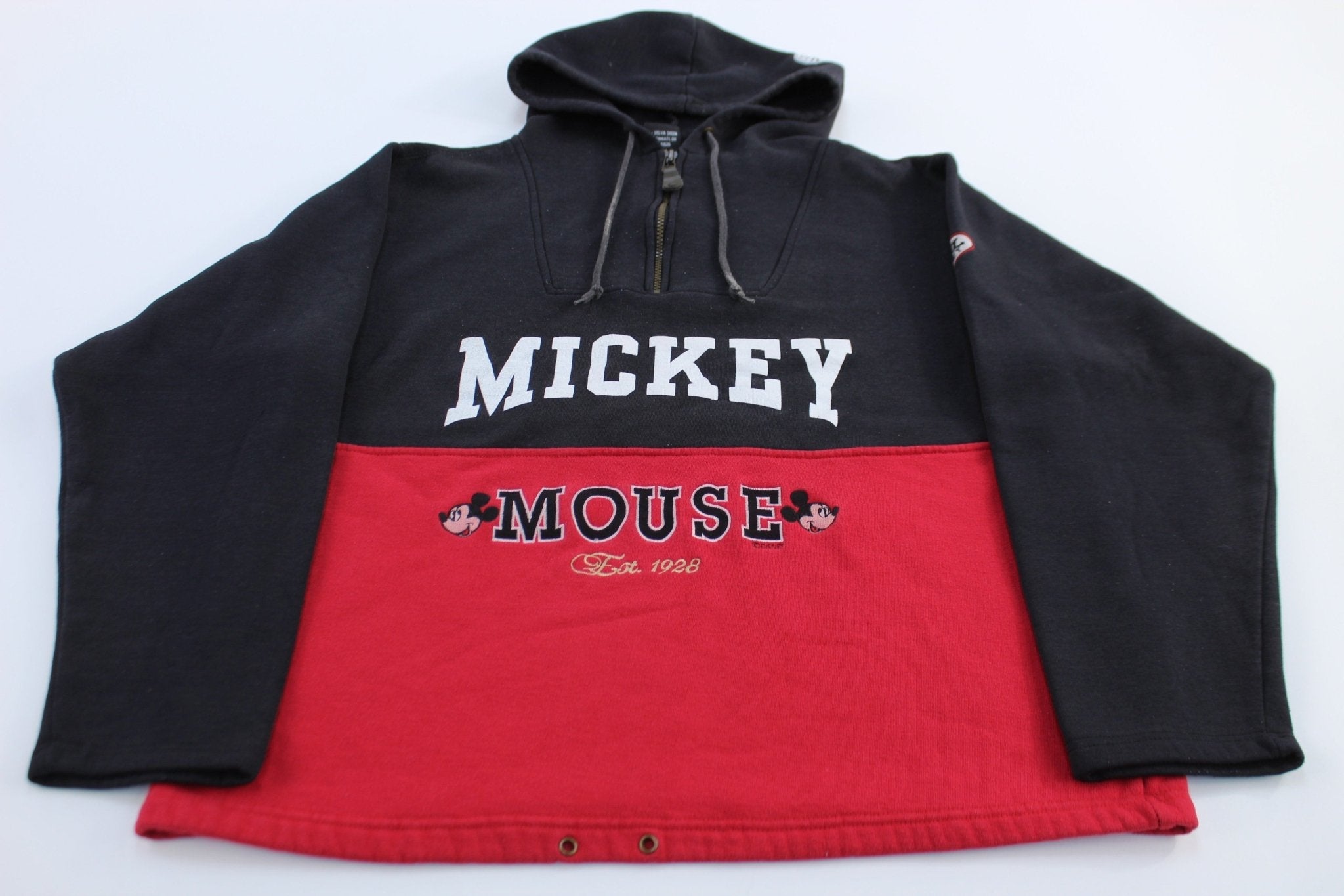 Mickey Unlimited Embroidered Mickey Mouse Half Zip Pullover - Jackets - Thrifted Threads