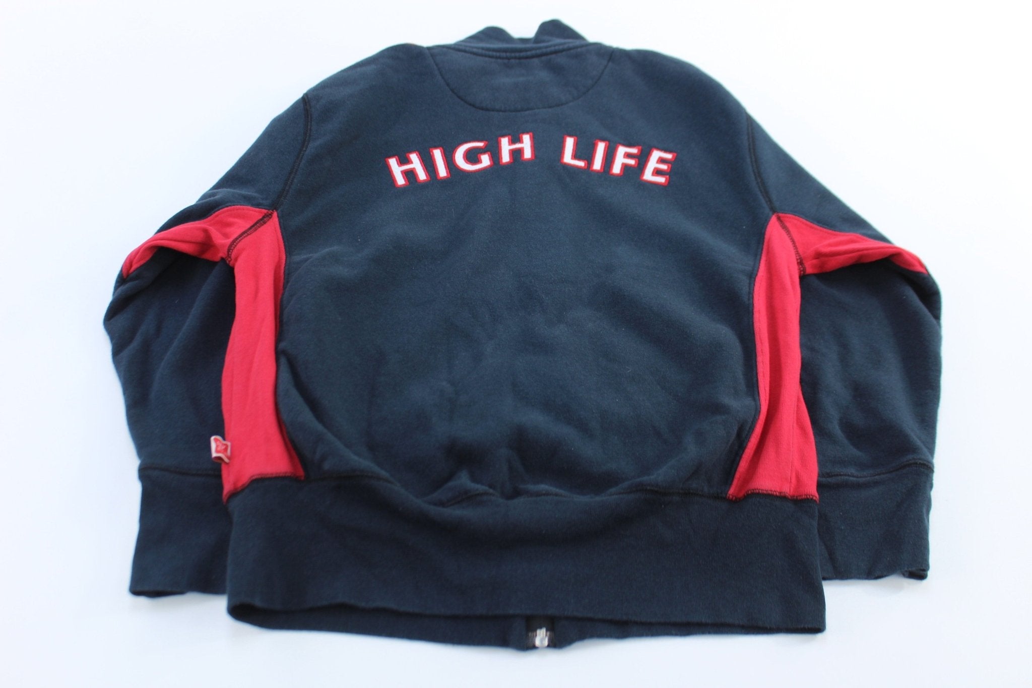 Miller High Life Embroidered Zip Up Sweater - ThriftedThreads.com