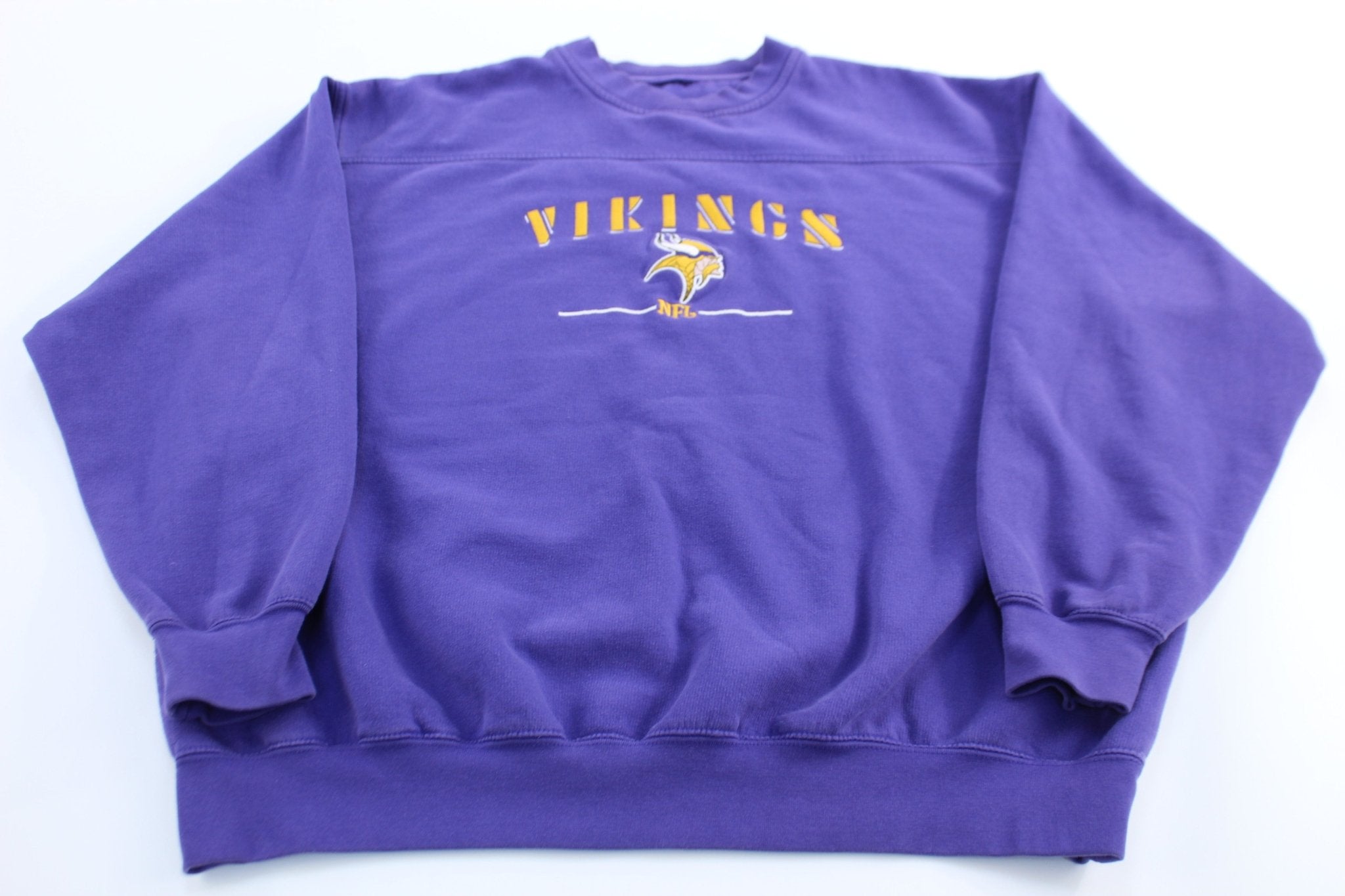 Minnesota Vikings Embroidered Football Sweatshirt - ThriftedThreads.com