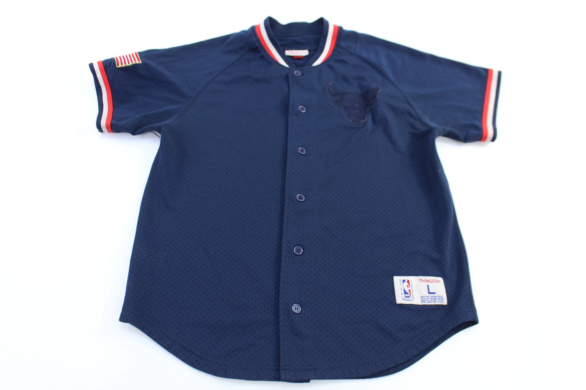 Mitchell & Ness Chicago Bulls Basketball Button Down Jersey - ThriftedThreads.com