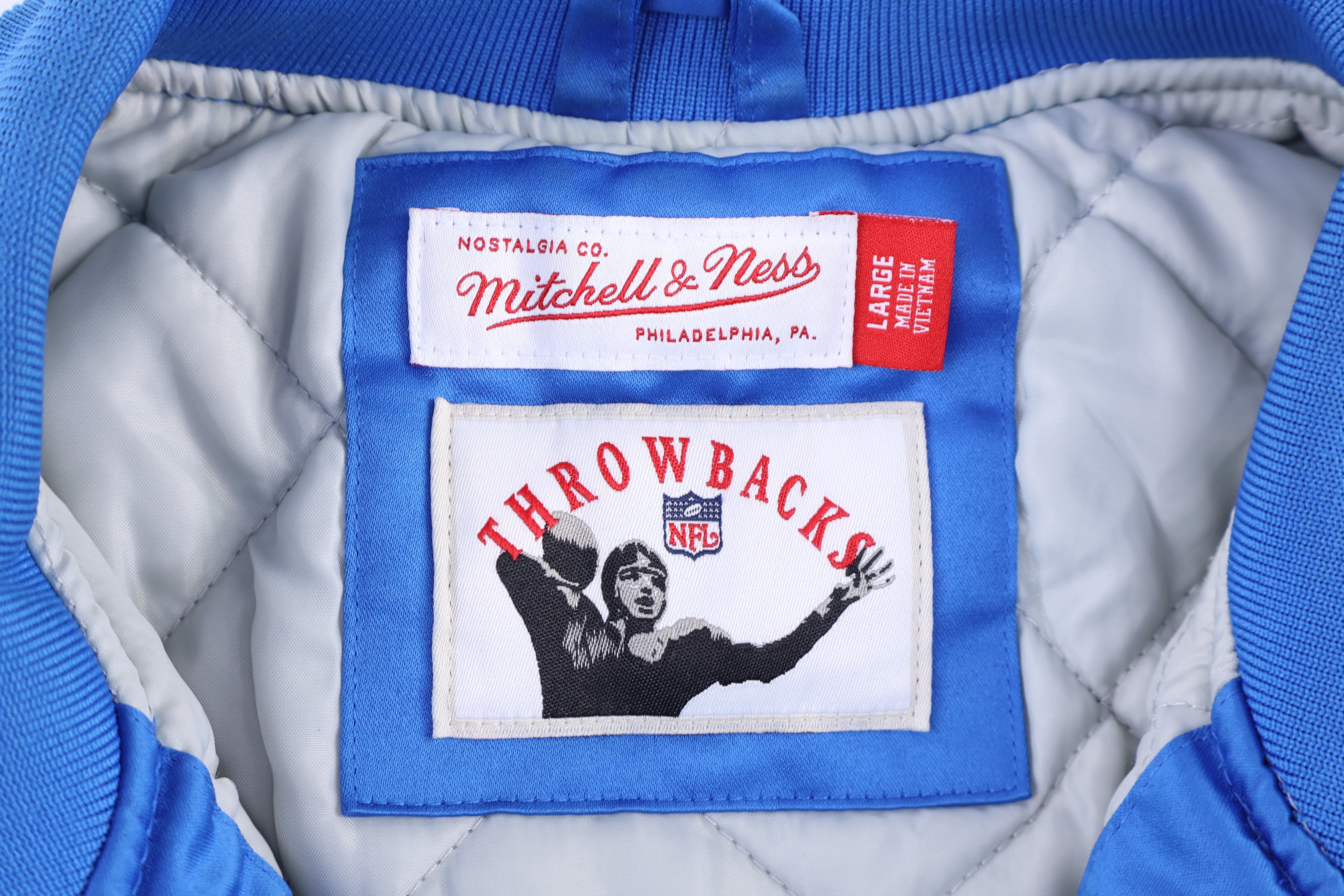 Mitchell & Ness Detroit Lions Satin Bomber Jacket - Jacket - Thrifted Threads