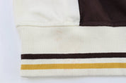 Mossimo Embroidered Logo Brown, Cream, & Yellow Track Jacket - ThriftedThreads.com