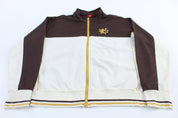 Mossimo Embroidered Logo Brown, Cream, & Yellow Track Jacket - Jackets - Thrifted Threads
