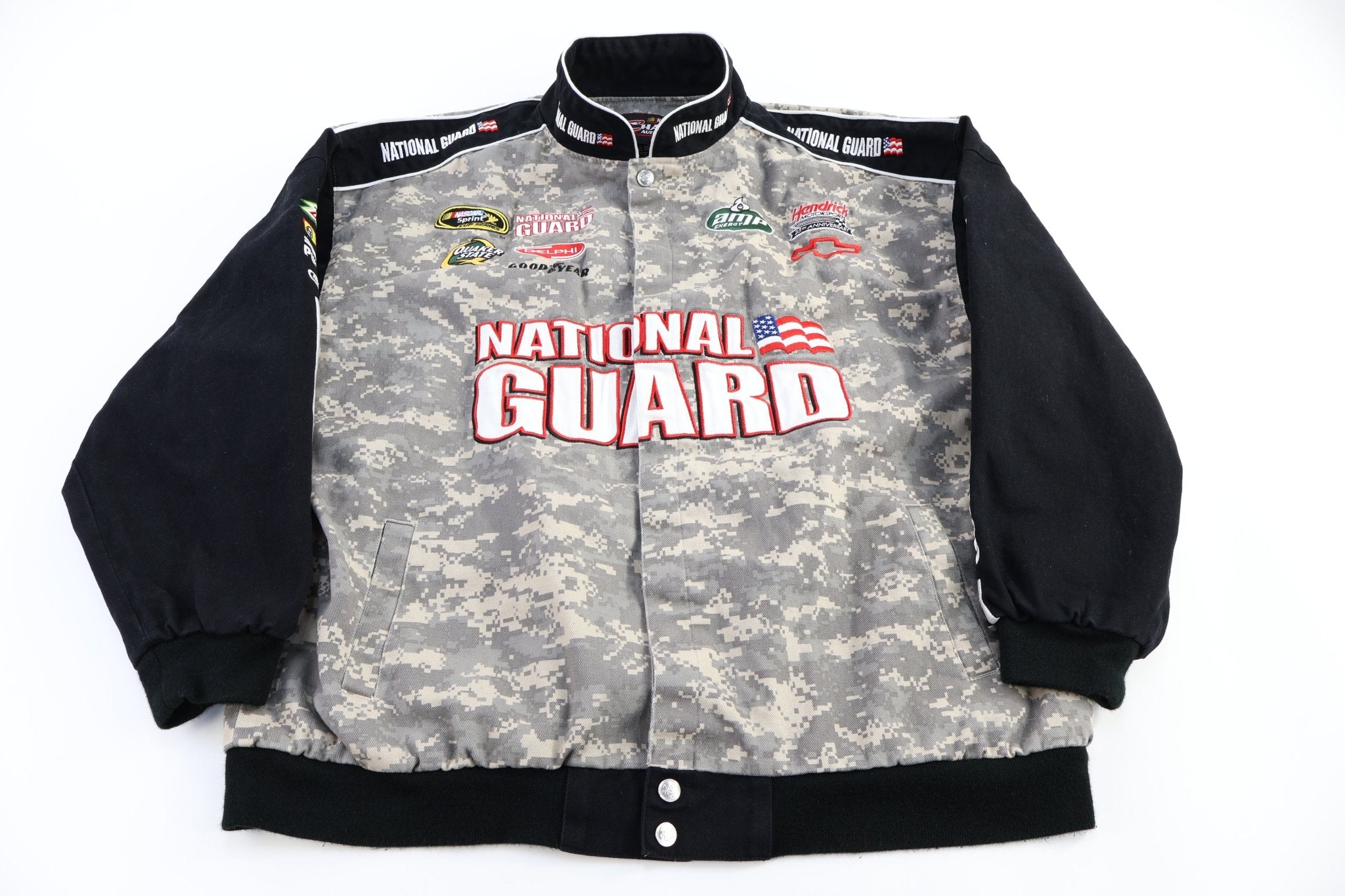 Nascar National Guard Camo Full Zip Racing Jacket - jacket - Thrifted Threads