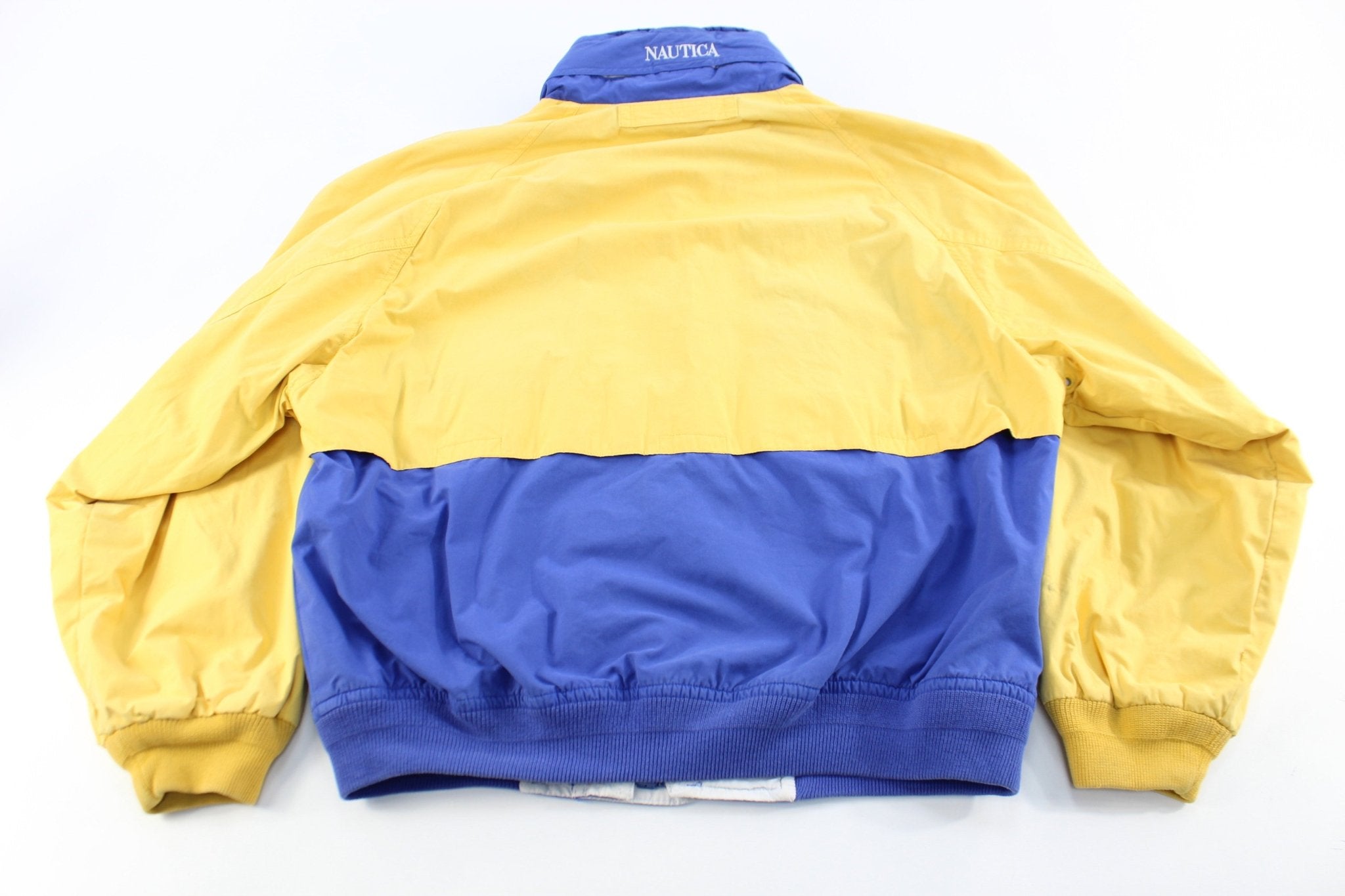 Nautica Embroidered Logo Blue & Yellow Zip Up Jacket - ThriftedThreads.com