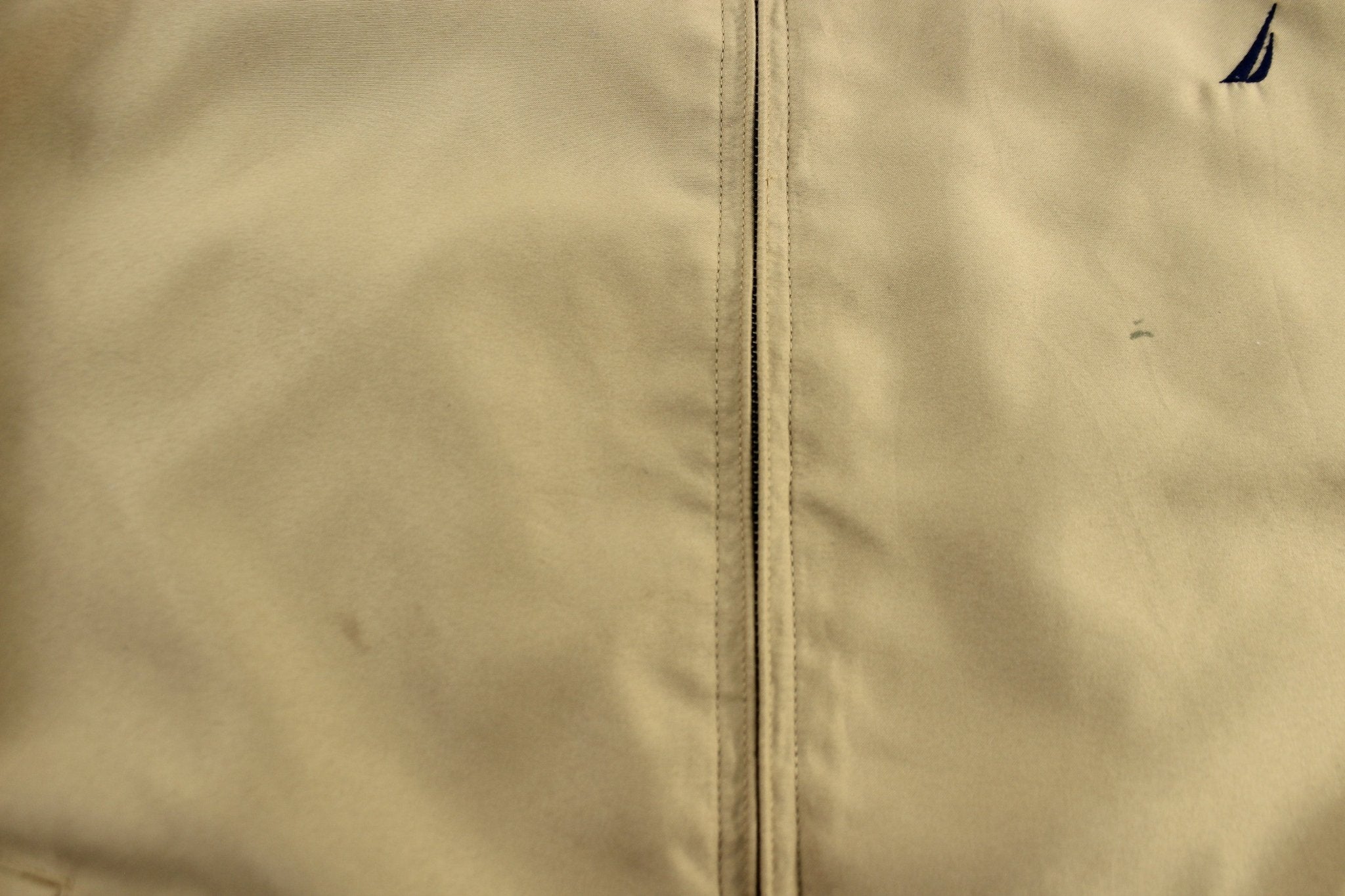 Nautica Embroidered Logo Tan Zip Up Jacket - ThriftedThreads.com