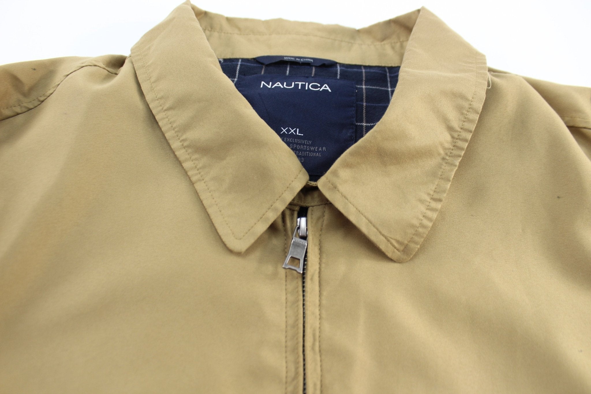 Nautica Embroidered Logo Tan Zip Up Jacket - Jacket - Thrifted Threads
