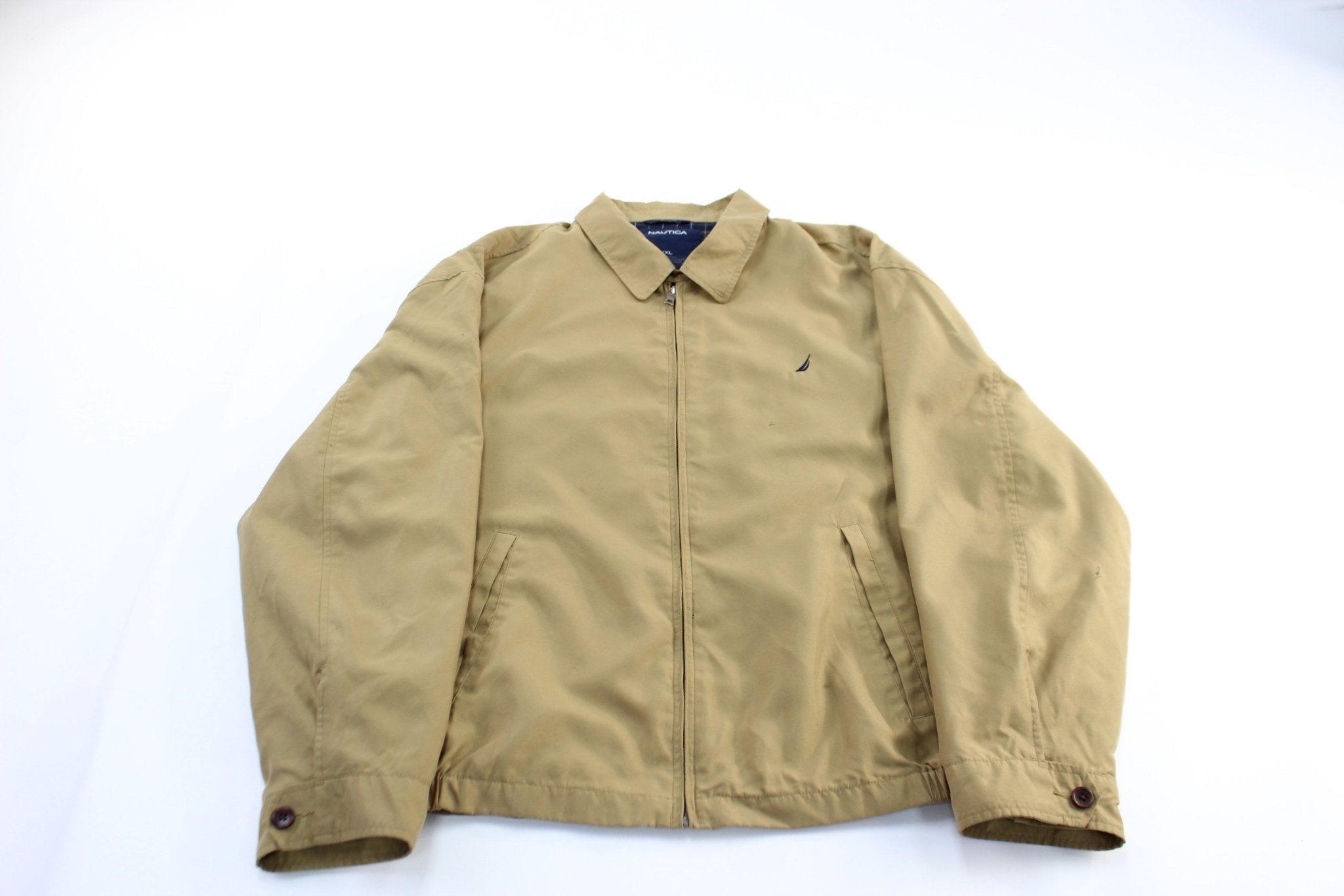 Nautica Embroidered Logo Tan Zip Up Jacket - Jacket - Thrifted Threads