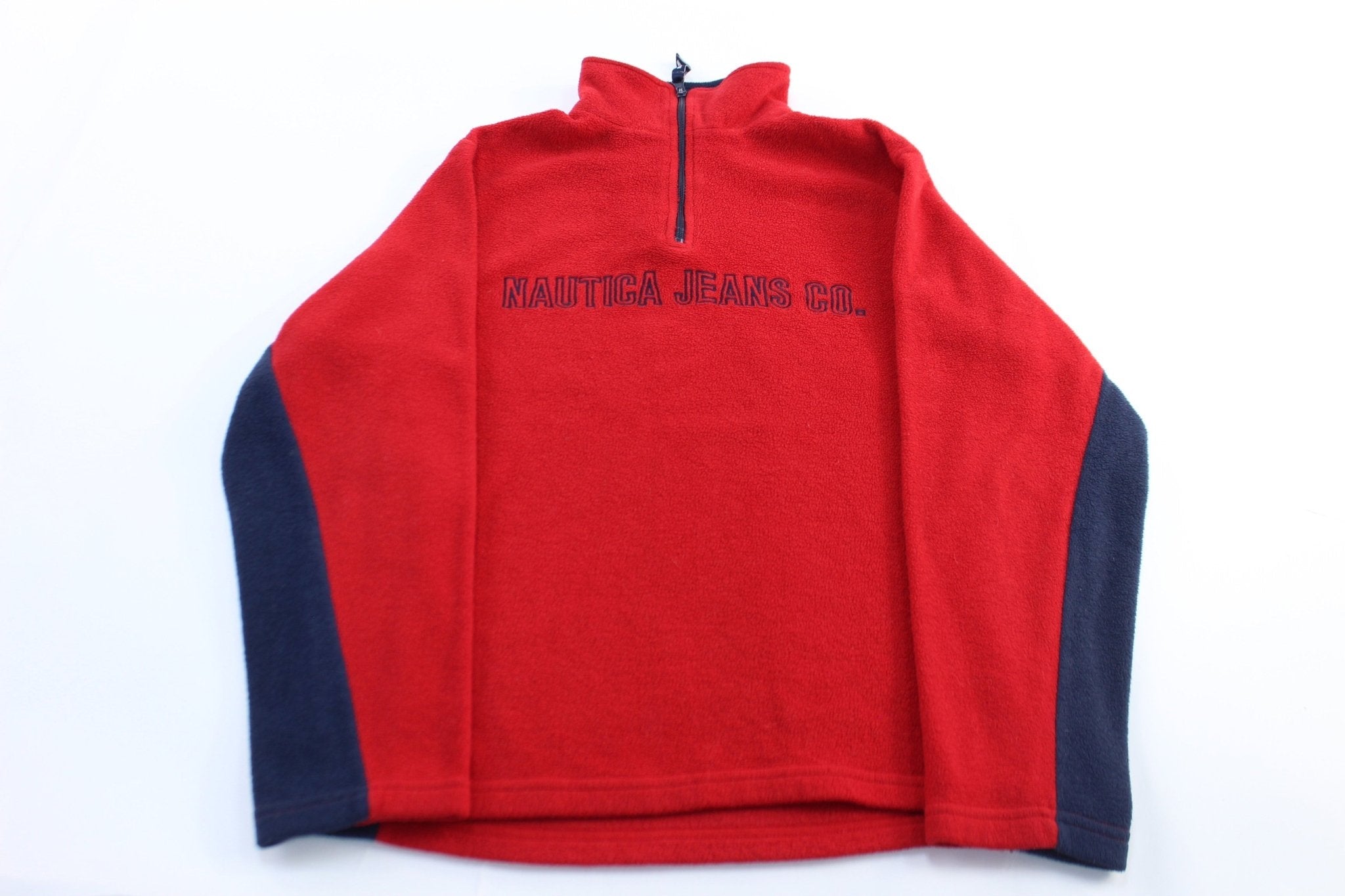 Nautica Jeans Co. Embroidered Red & Blue Fleece Pullover - Jacket - Thrifted Threads