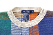 Nautica Plaid Patterned Colorblock Sweater - ThriftedThreads.com