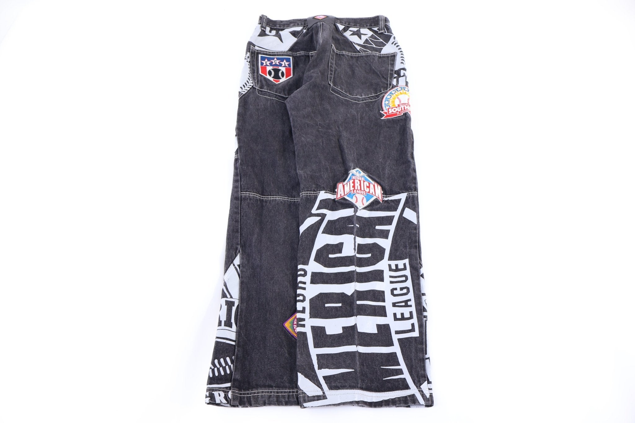 Negro League Embroidered Black Denim Jeans - Pants/Shorts - Thrifted Threads