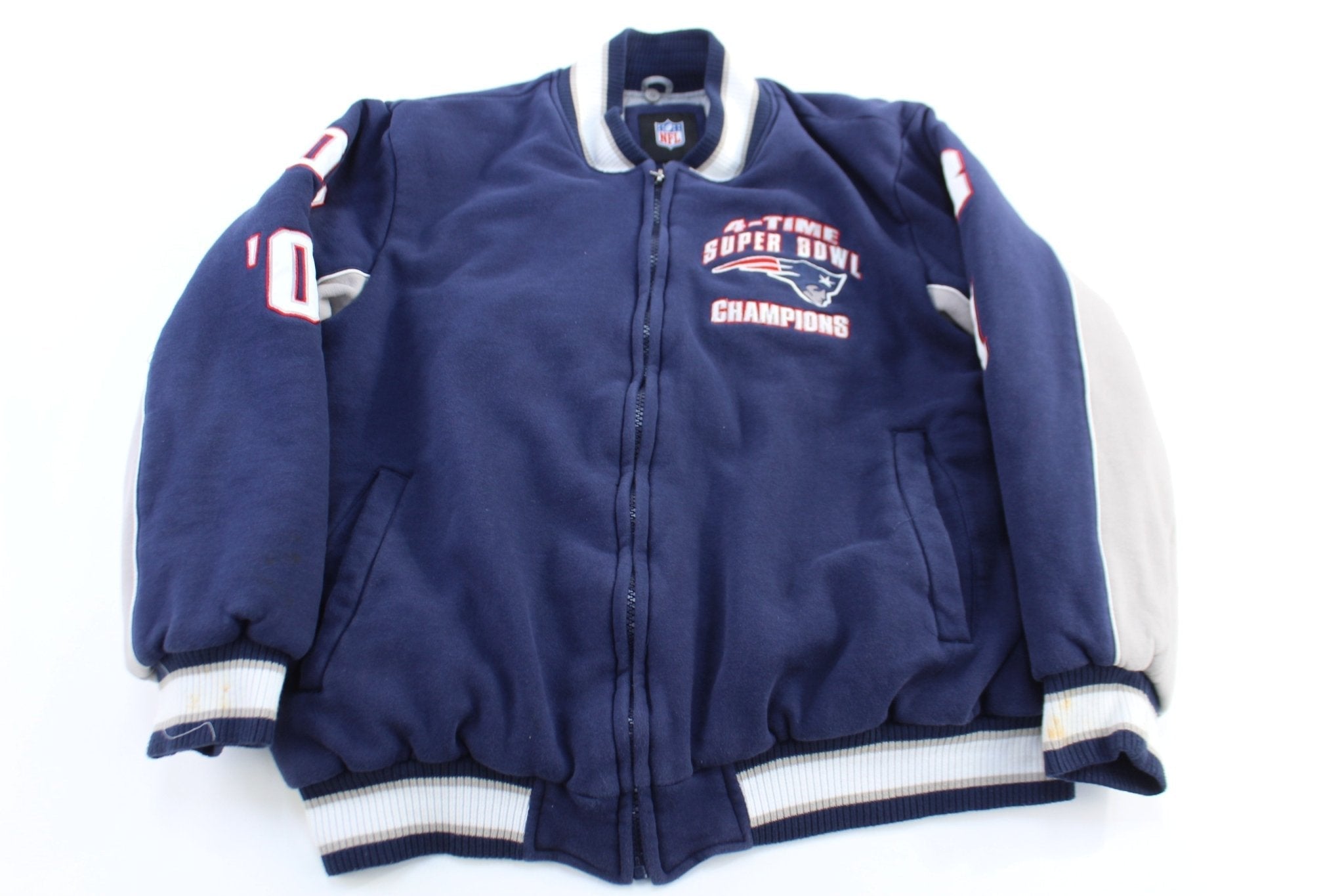 New England Patriots 4 Time Champions Bomber Jacket - Jacket - Thrifted Threads