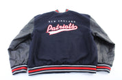 New England Patriots Embroidered Reversible Varsity Jacket - ThriftedThreads.com