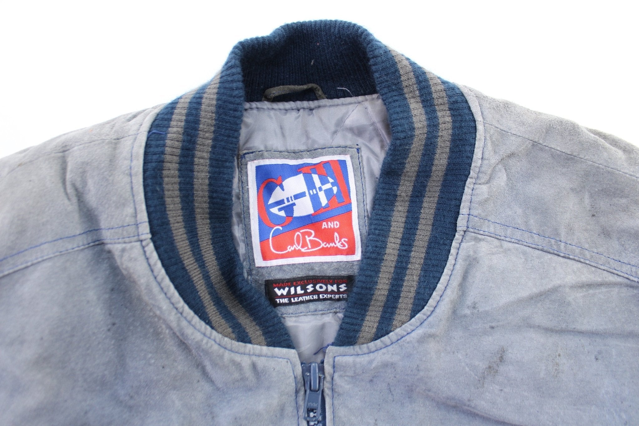New England Patriots Embroidered Suede Zip Up Jacket - Jacket - Thrifted Threads