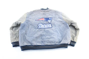 New England Patriots Embroidered Suede Zip Up Jacket - Jacket - Thrifted Threads