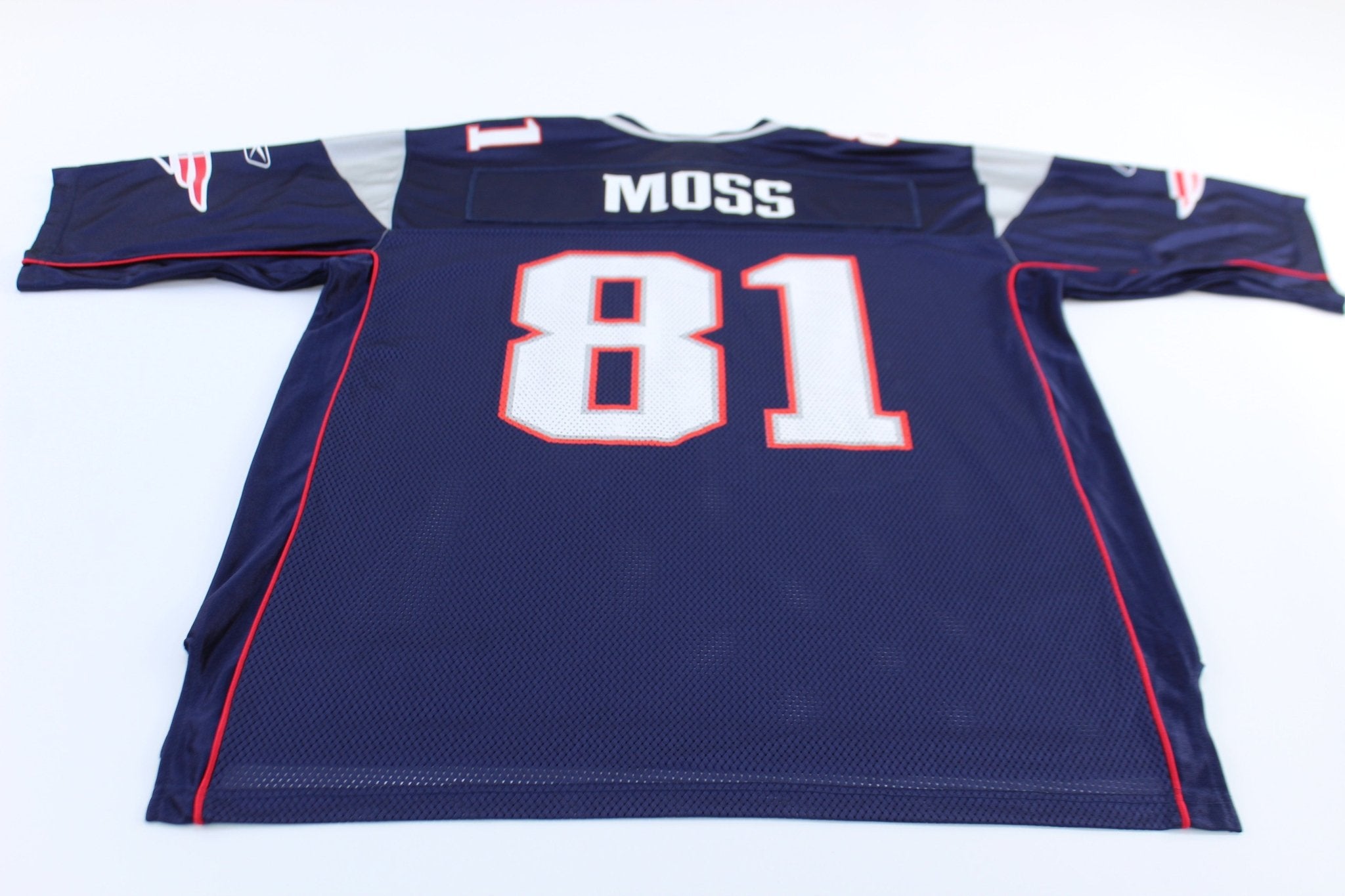 New England Patriots Randy Moss Reebok Football Jersey - ThriftedThreads.com