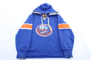New York Islanders Embroidered Hockey Pullover Hoodie - ThriftedThreads.com