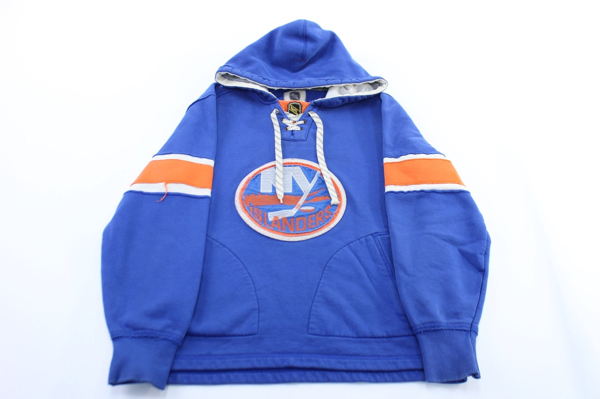 New York Islanders Embroidered Hockey Pullover Hoodie - ThriftedThreads.com