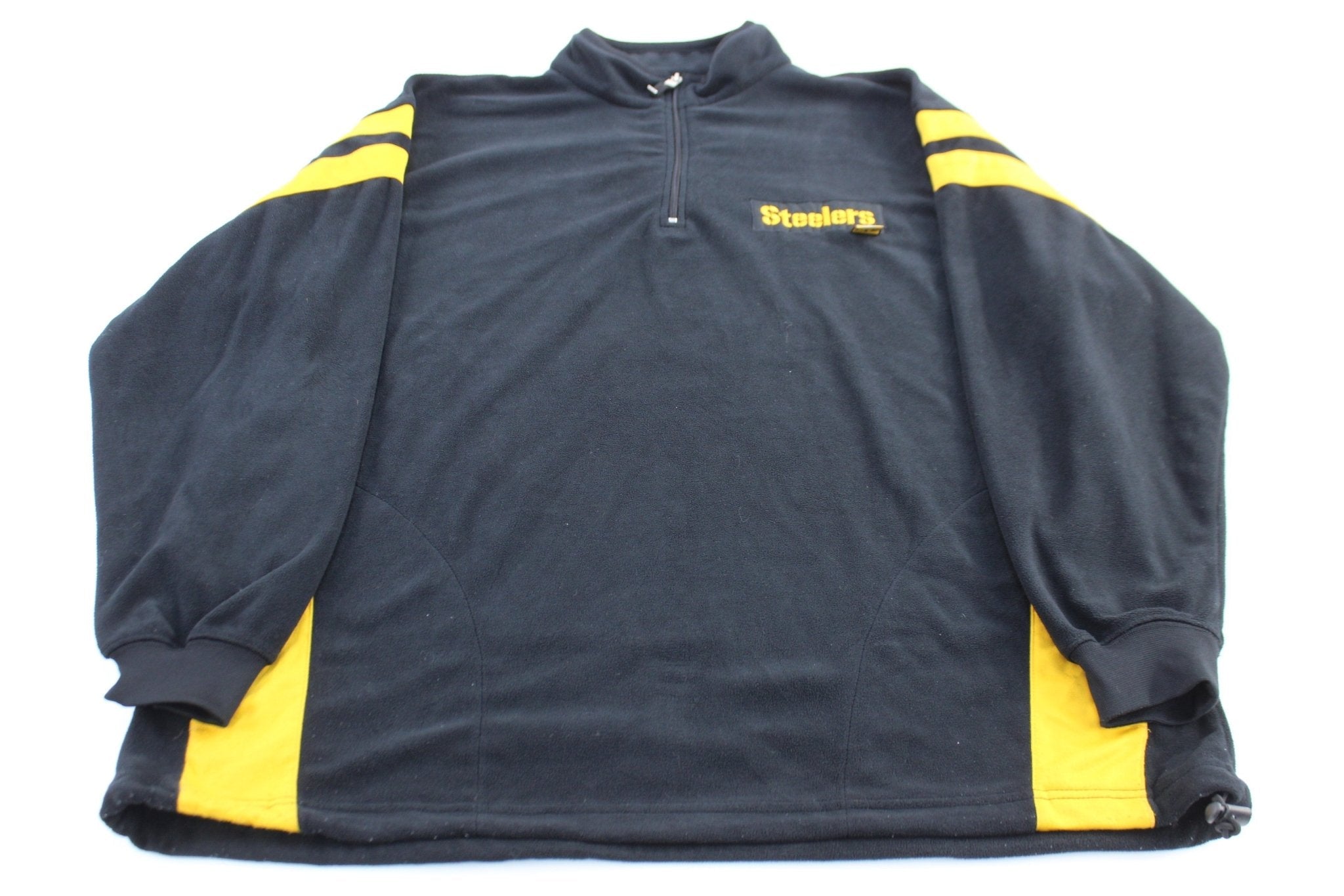 NFL Pittsburgh Steelers Embroidered Black & Yellow Fleece Pullover - Sweatshirts - Thrifted Threads