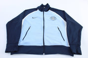 Nike Athletics Embroidered Logo Blue & White Striped Track Jacket - Jackets - Thrifted Threads