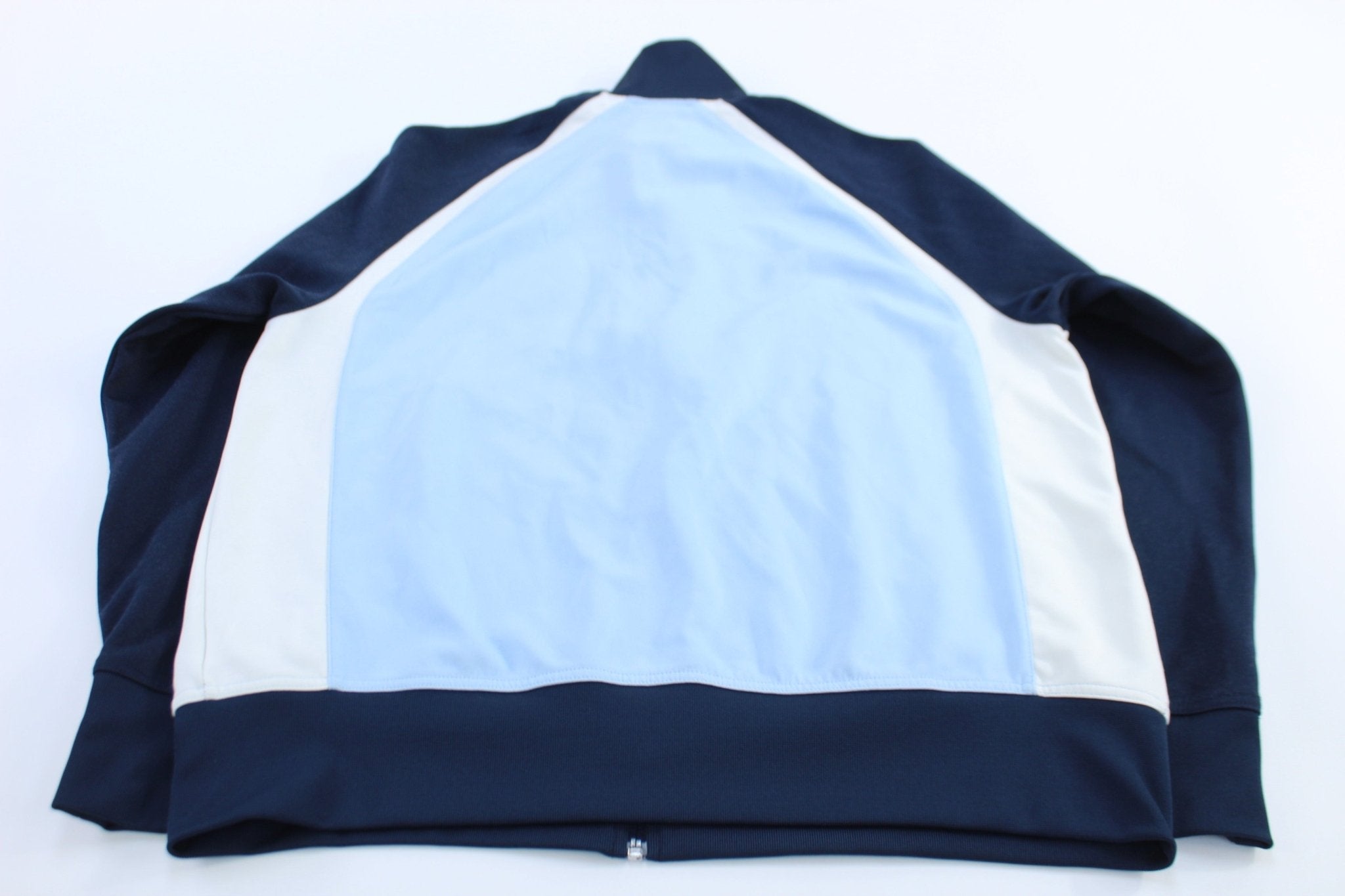 Nike Athletics Embroidered Logo Blue & White Striped Track Jacket - Jackets - Thrifted Threads