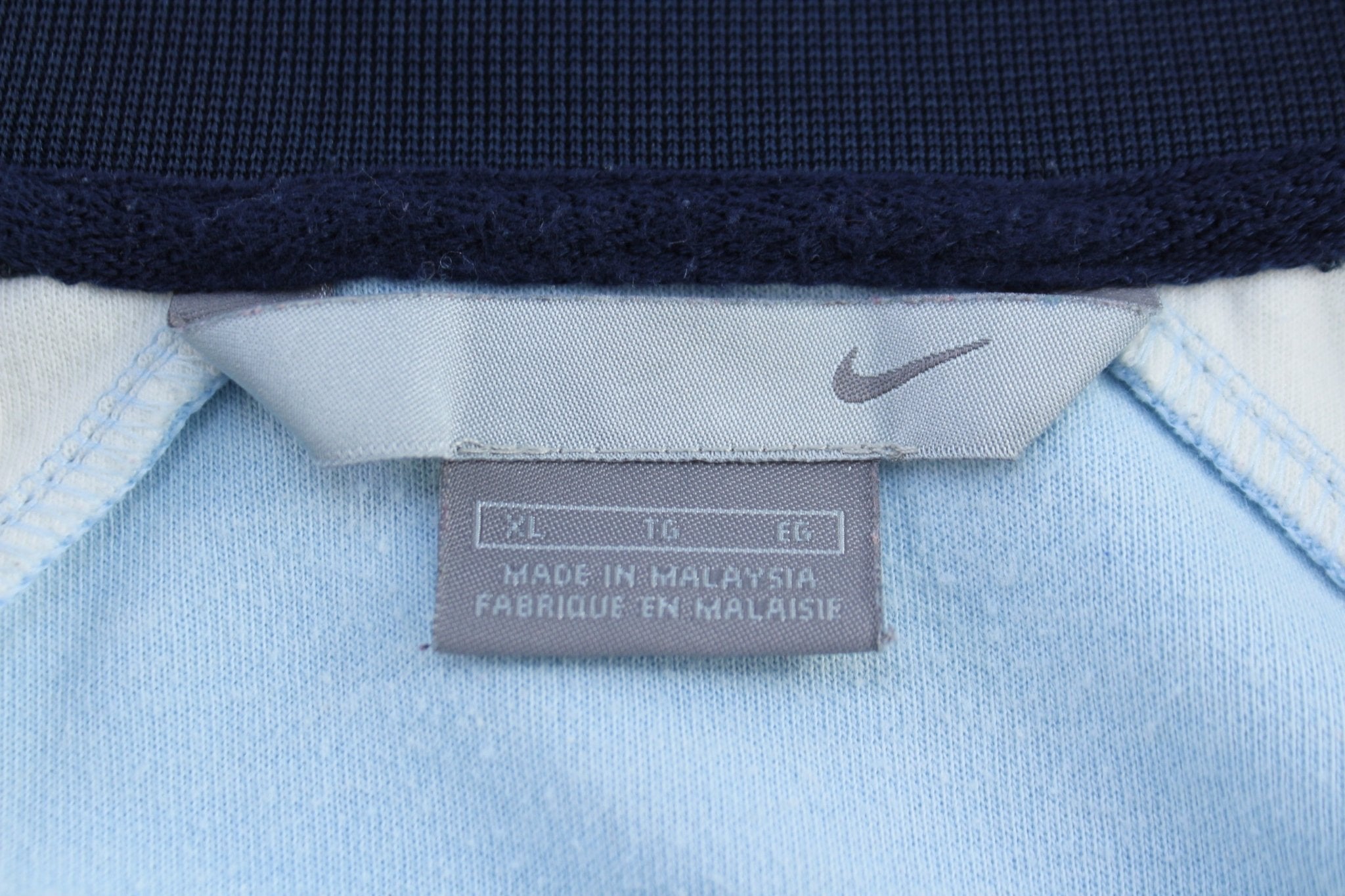 Nike Athletics Embroidered Logo Blue & White Striped Track Jacket - Jackets - Thrifted Threads