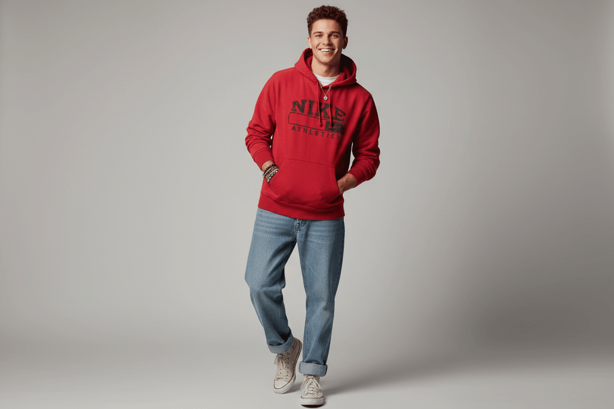 Nike Athletics Red Pullover Hoodie - Sweatshirt - Thrifted Threads
