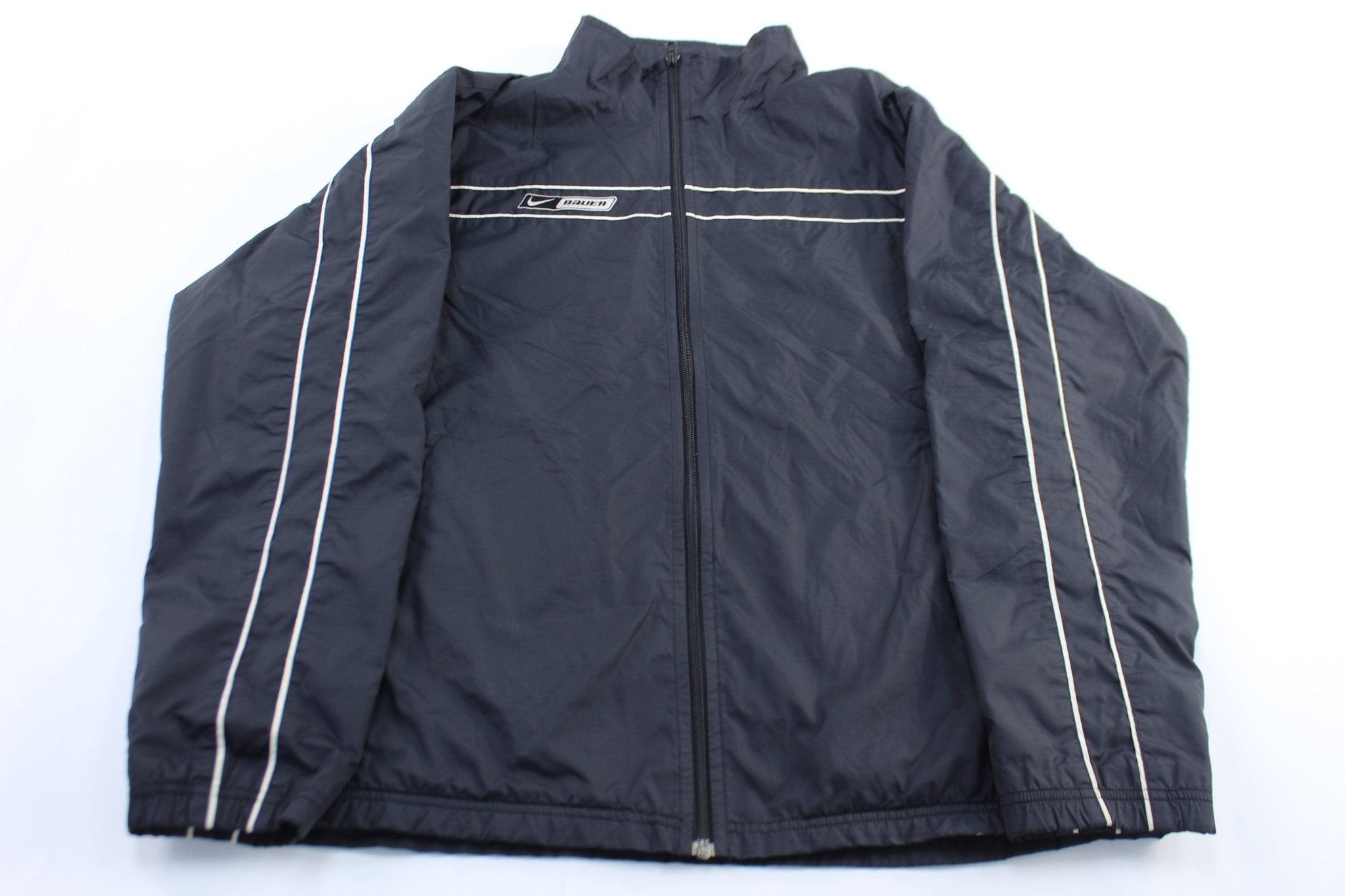 Nike Bauer Black & White Hockey Zip Up Jacket - ThriftedThreads.com