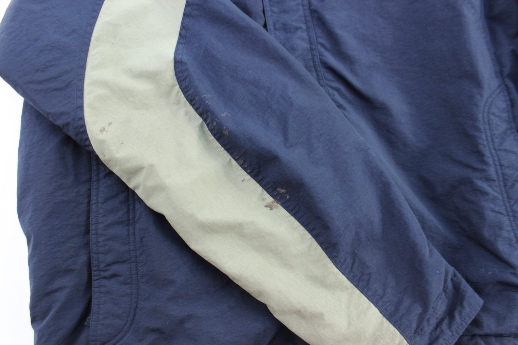 Nike Embroidered Logo Blue & Grey Parka Jacket - ThriftedThreads.com