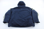 Nike Embroidered Logo Blue & Grey Parka Jacket - ThriftedThreads.com