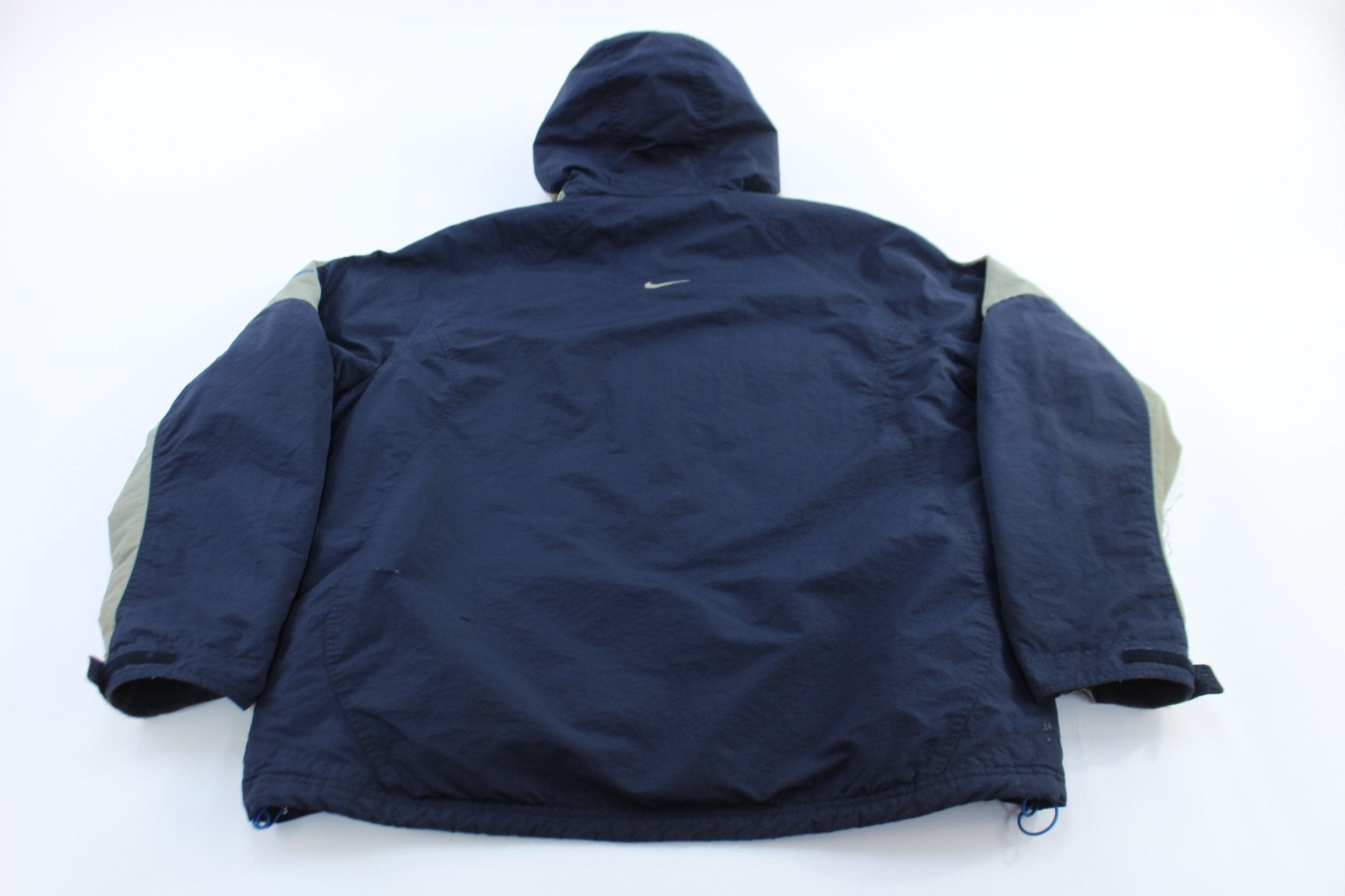 Nike Embroidered Logo Blue & Grey Parka Jacket - ThriftedThreads.com