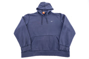 Nike Embroidered Logo Blue Pullover Hoodie - Sweatshirt - Thrifted Threads