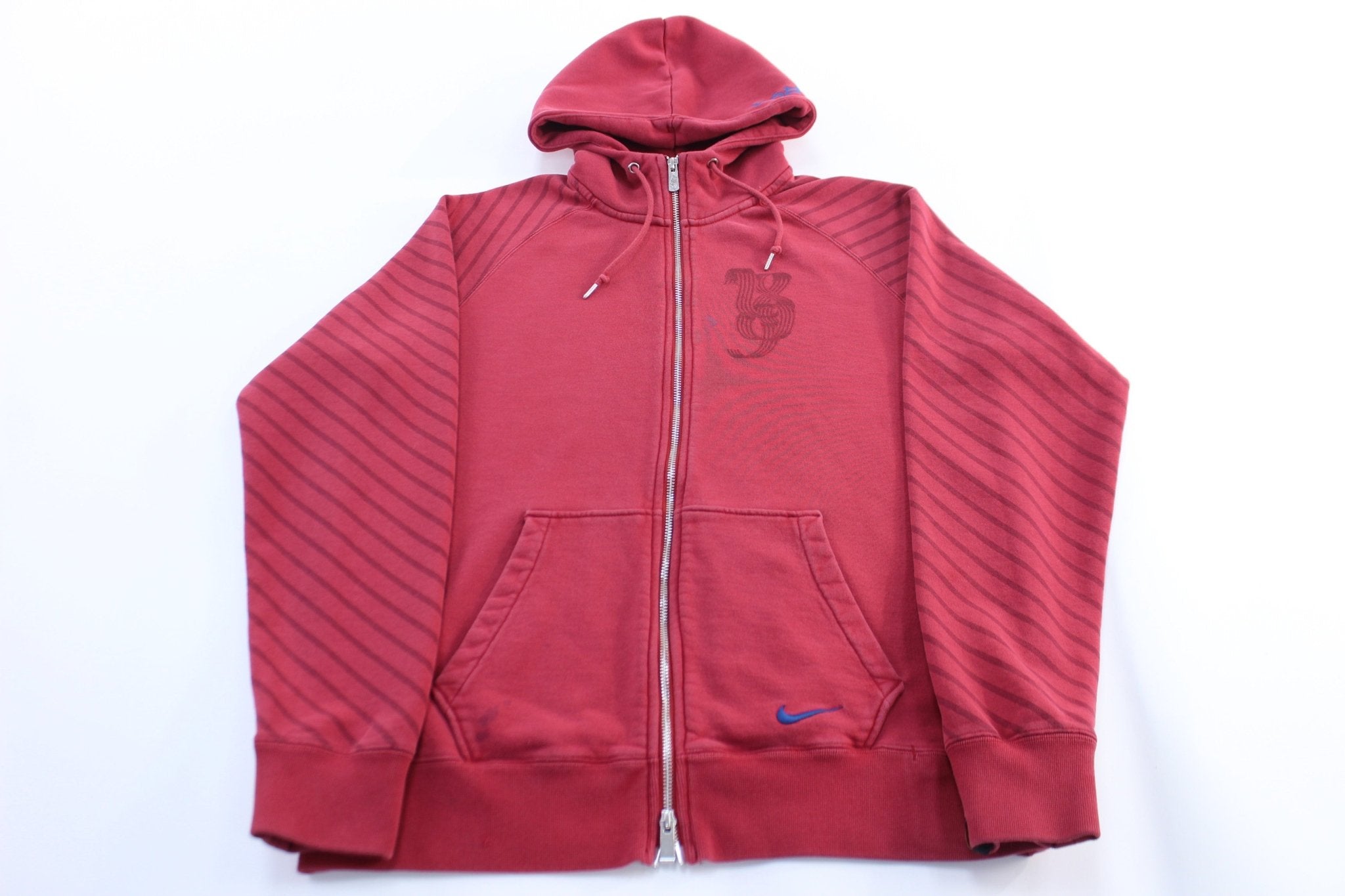 Nike Embroidered Logo FC Barcelona Barca Zip Up Hoodie - ThriftedThreads.com