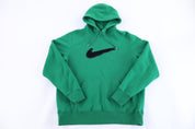 Nike Embroidered Logo Green Pullover Hoodie - Sweatshirt - Thrifted Threads