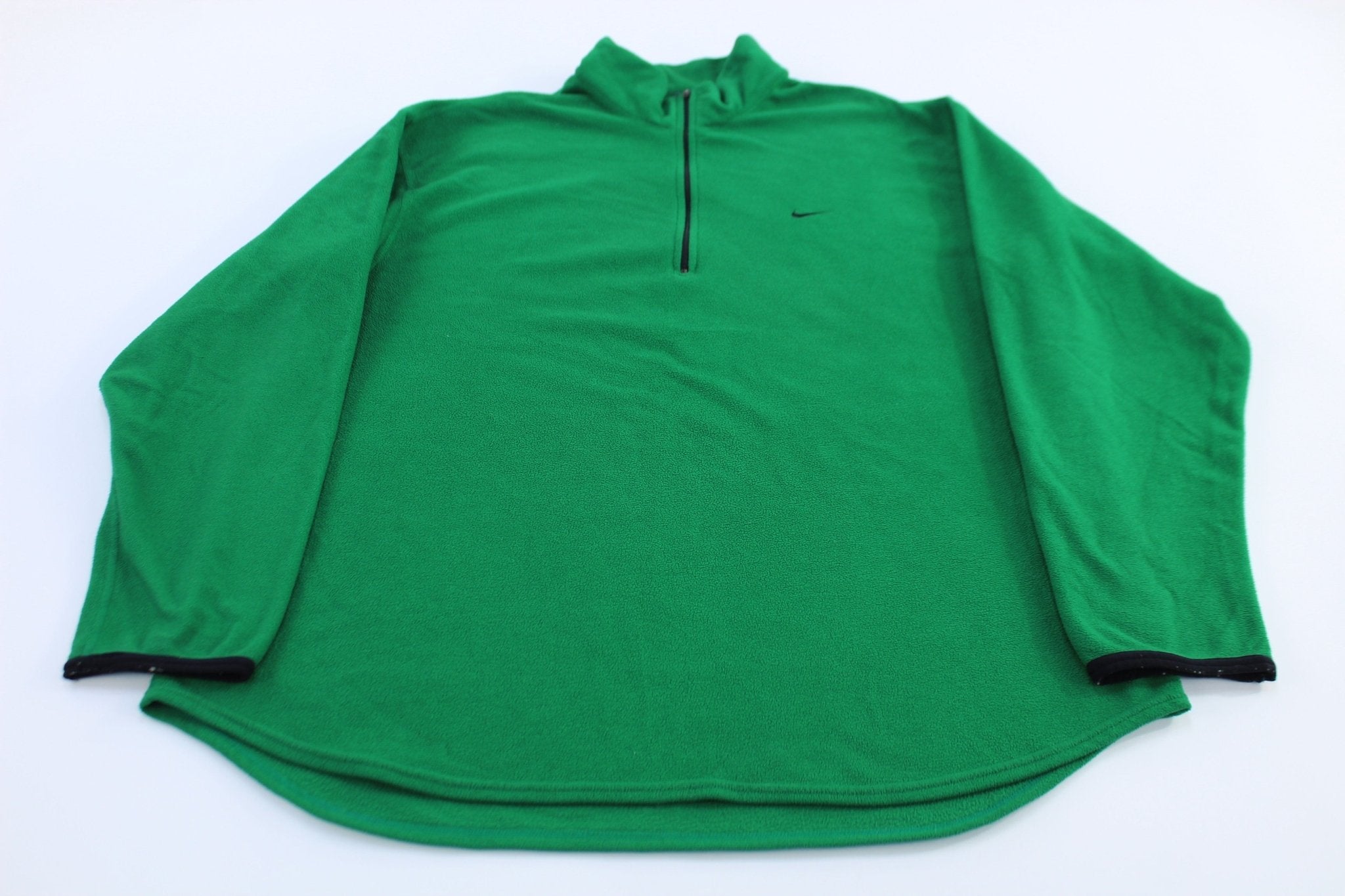 Nike Embroidered Logo Green Quarter Zip Fleece Sweater - Sweater - Thrifted Threads