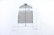 Nike Embroidered Logo Grey, Blue, & White Track Jacket - ThriftedThreads.com
