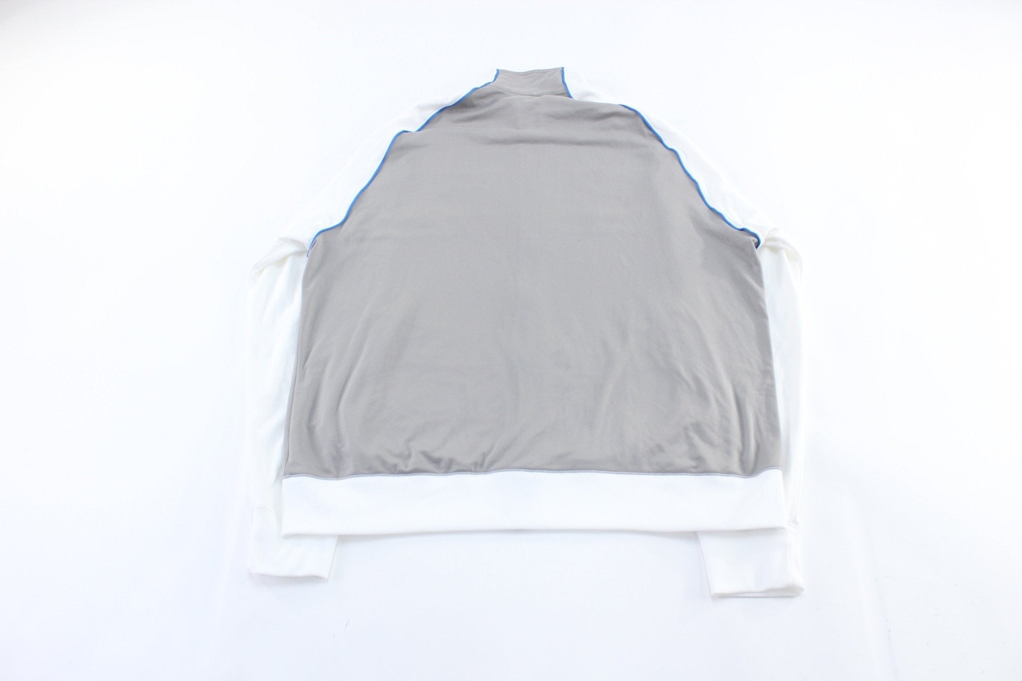 Nike Embroidered Logo Grey, Blue, & White Track Jacket - Jacket - Thrifted Threads