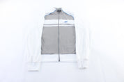 Nike Embroidered Logo Grey, Blue, & White Track Jacket - Jacket - Thrifted Threads