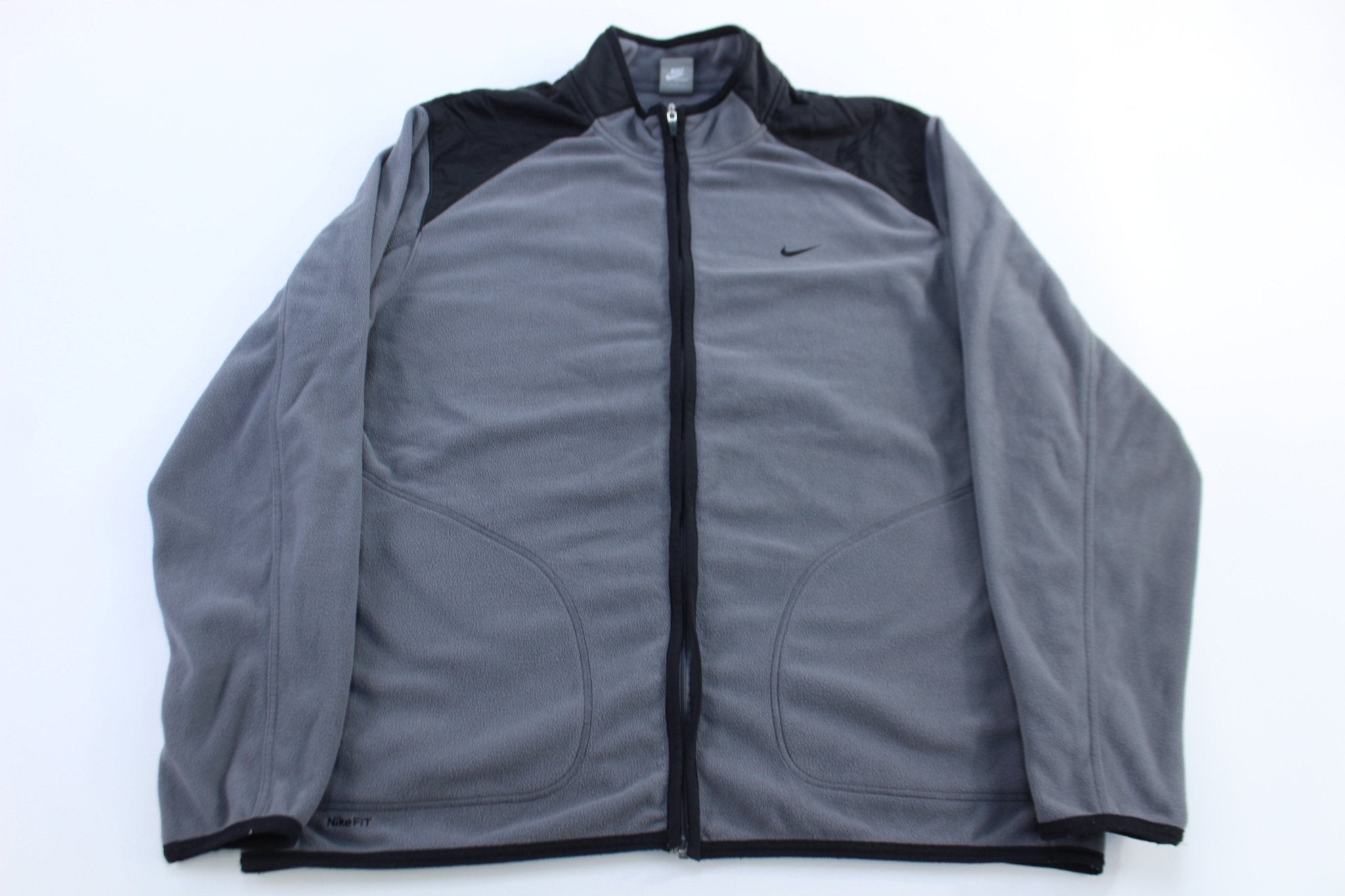 Nike Embroidered Logo Grey Fleece Full Zip Jacket - Jacket - Thrifted Threads