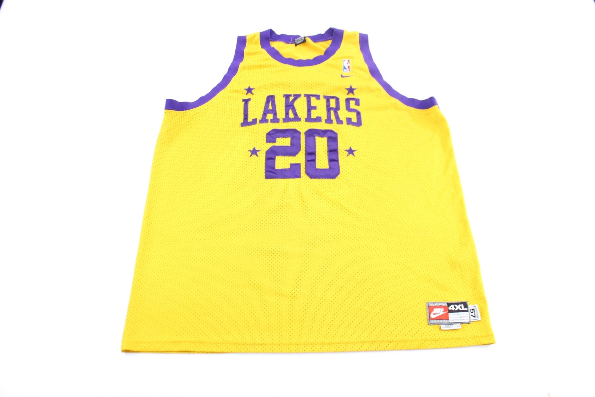 Nike Embroidered Logo Los Angeles Lakers Gary Paton Basketball Jersey - ThriftedThreads.com