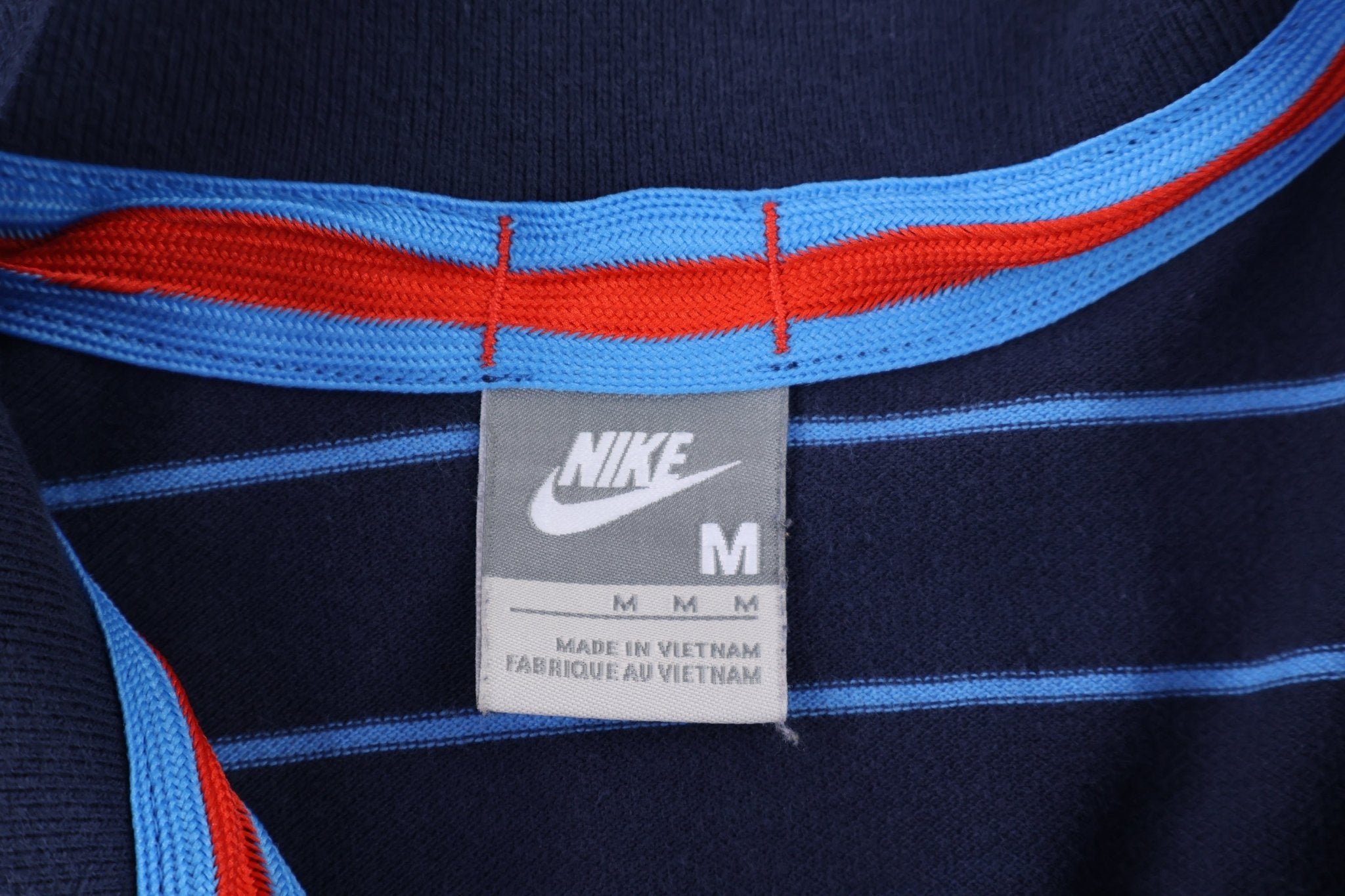 Nike Embroidered Logo Navy Blue Striped Button Up - Button Ups/Downs - Thrifted Threads