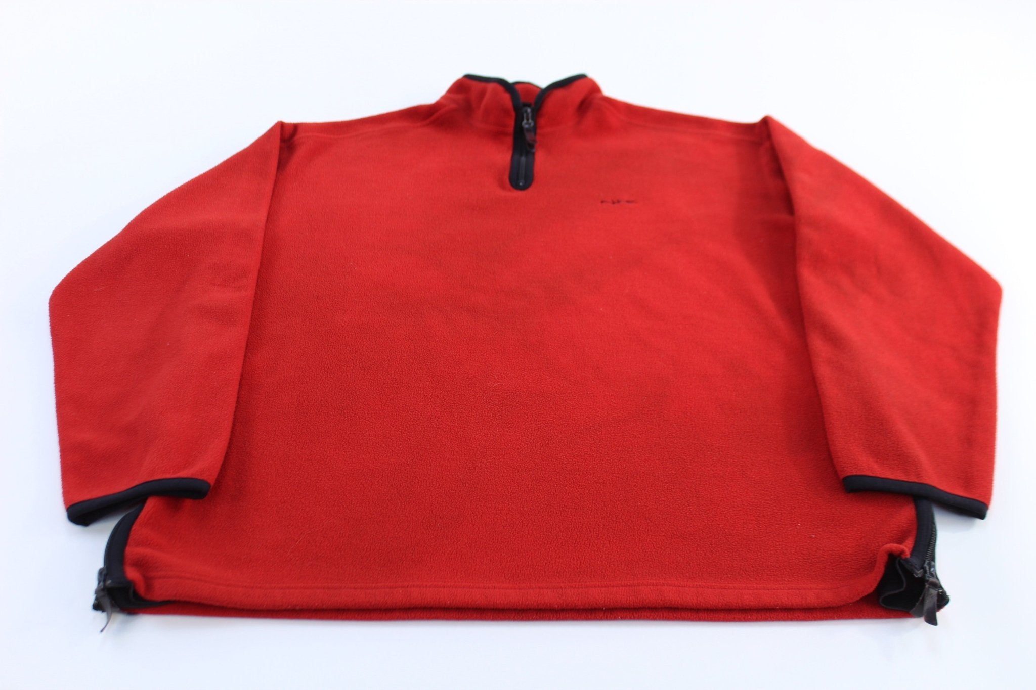 Nike Embroidered Logo Red Fleece Pullover - ThriftedThreads.com