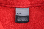 Nike Embroidered Logo Red Fleece Pullover - ThriftedThreads.com