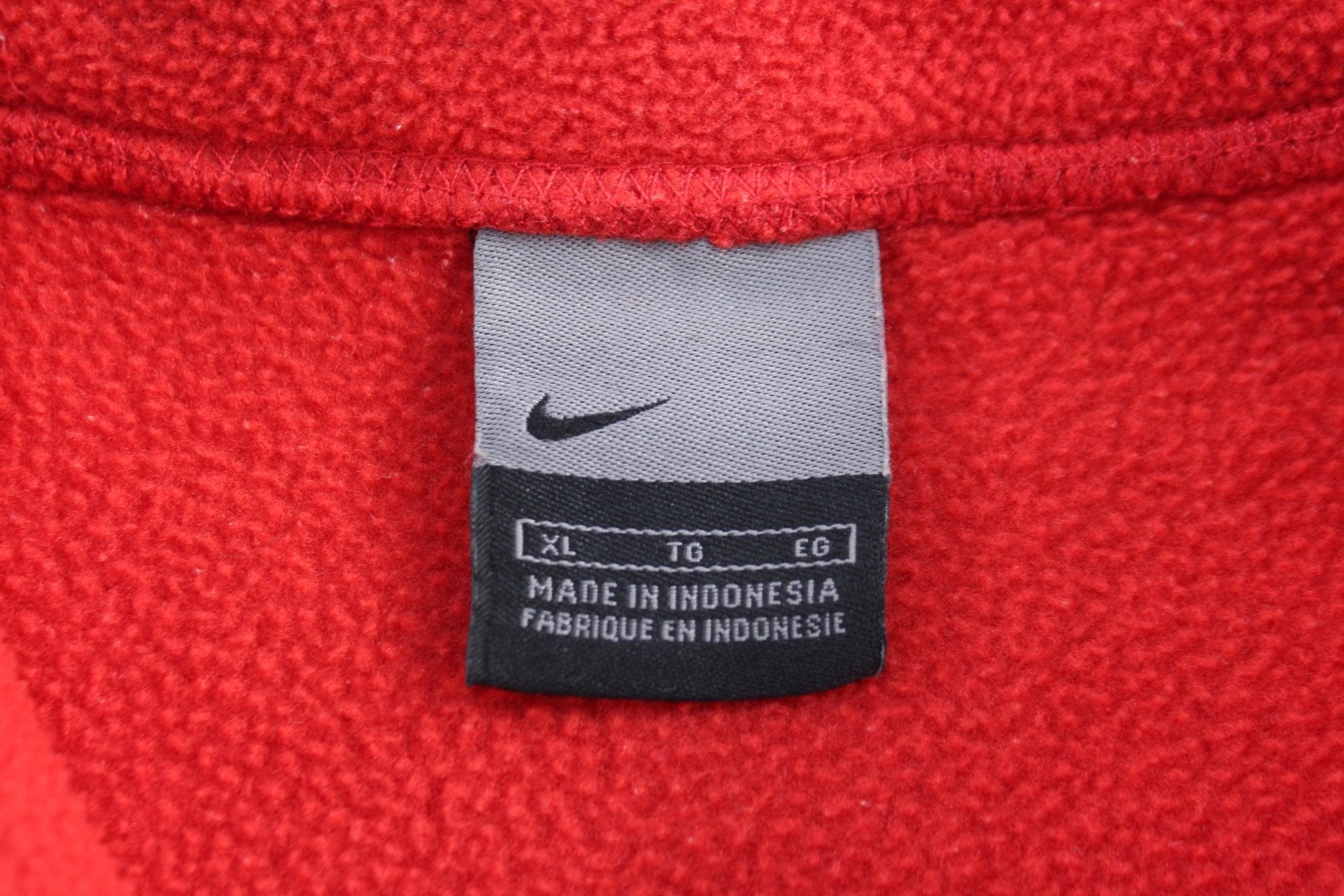 Nike Embroidered Logo Red Fleece Pullover - ThriftedThreads.com