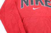 Nike Embroidered Logo Red Pullover Hoodie - Sweatshirt - Thrifted Threads